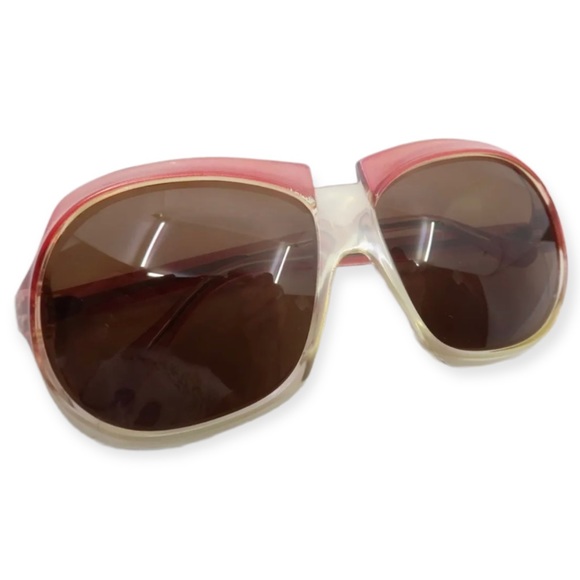 1970’s Large Oversized Mod Look Sunglasses‎ in Pink & Clear